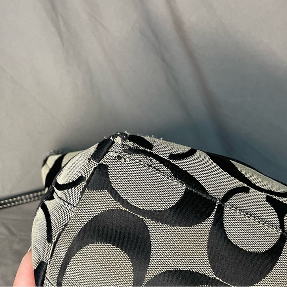Coach Signature Stripe Black and Gray Monogram Tote Shoulder Bag - Picture 8 of 12